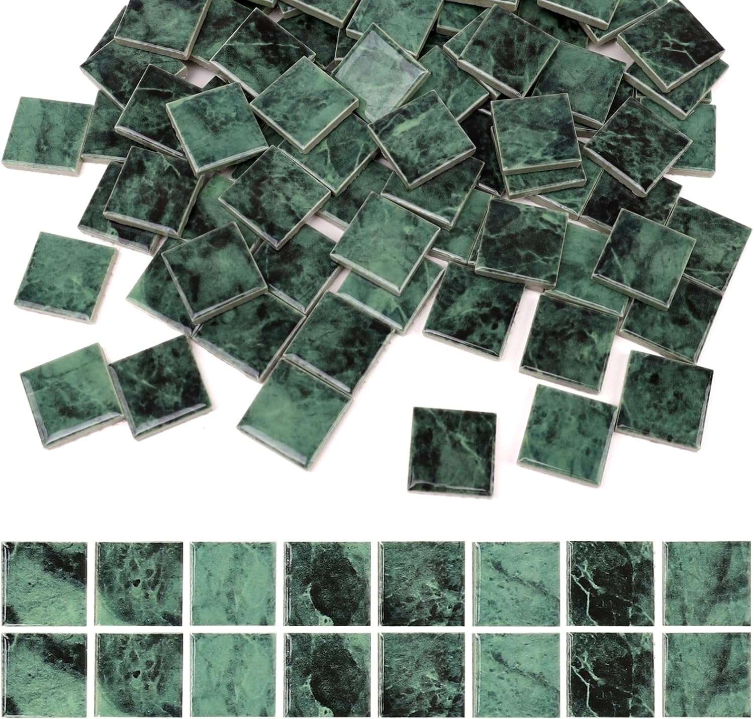 Quancru 121 Pcs Bulk Mosaic Tiles Glazed Ceramic Mosaic