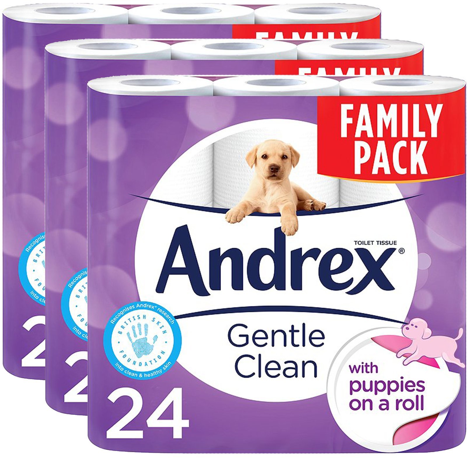 Gentle Clean Toilet Roll Tissue Paper Puppies On a Roll Pack of 72