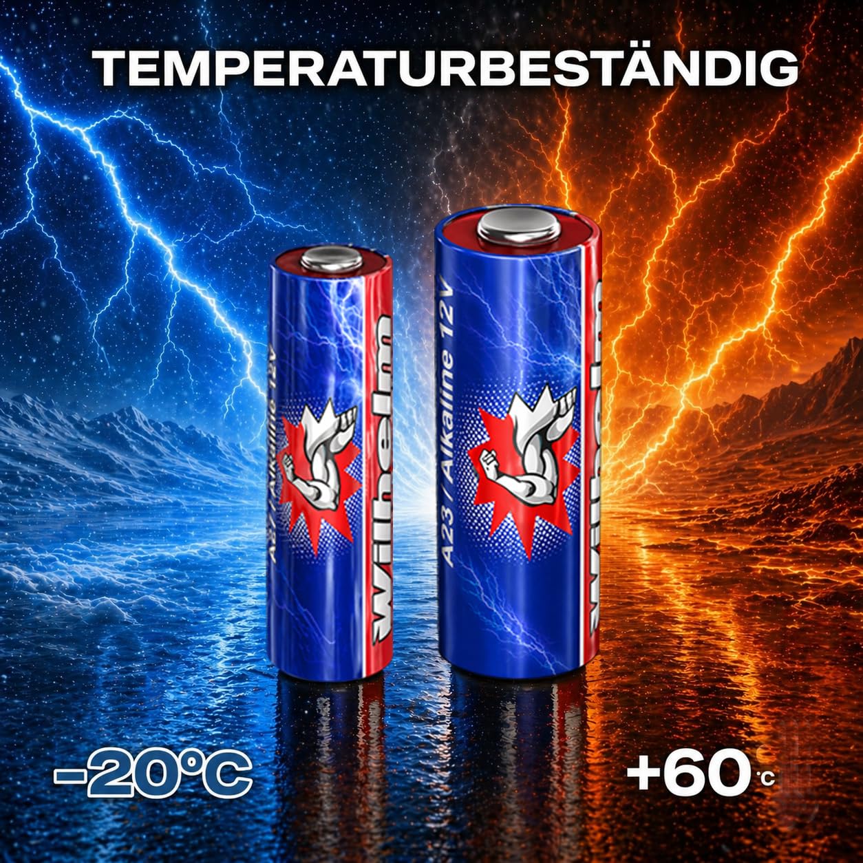 Lot de 100 Piles alcalines A23 12 V Wilhelm MN21 V23GA 23 A L1028 12 V 55 mAh