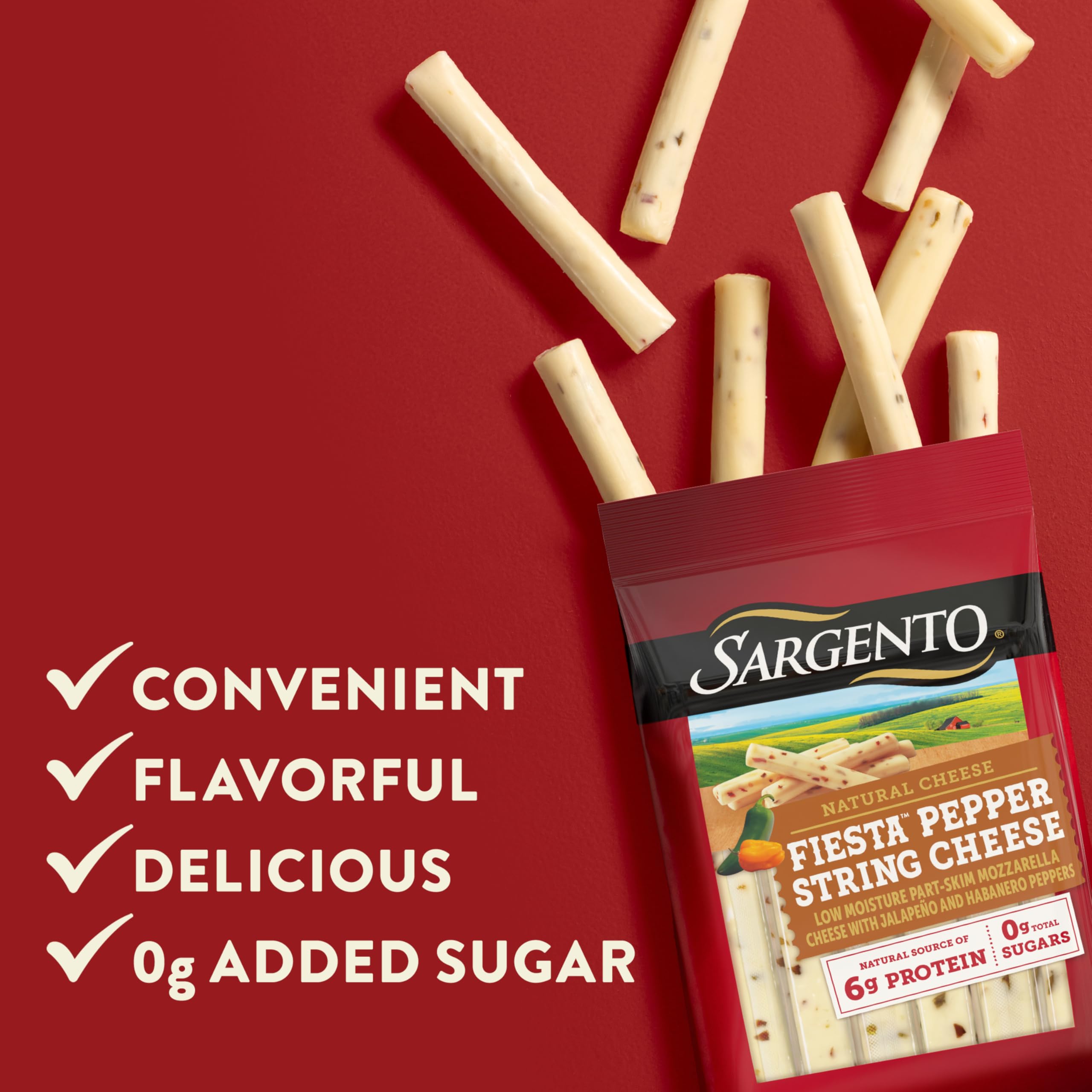 Amazon.com: Sargento Fiesta Pepper Natural String Cheese, 12-pack : Grocery  & Gourmet Food