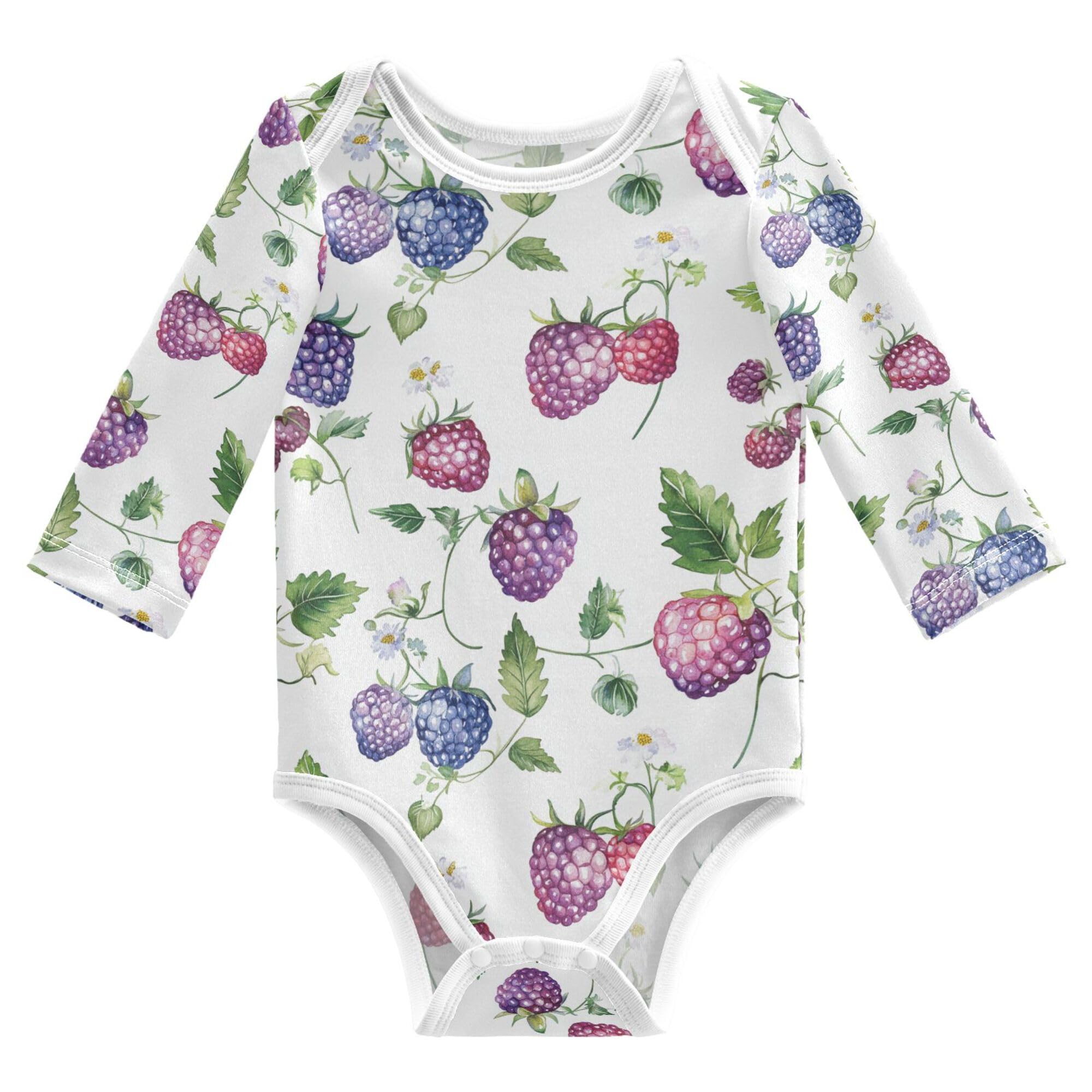 Fresh Dewberry Fruit White Toddler Boy Clothes Long Sleeves Cotton Month Boy Shirts 3M