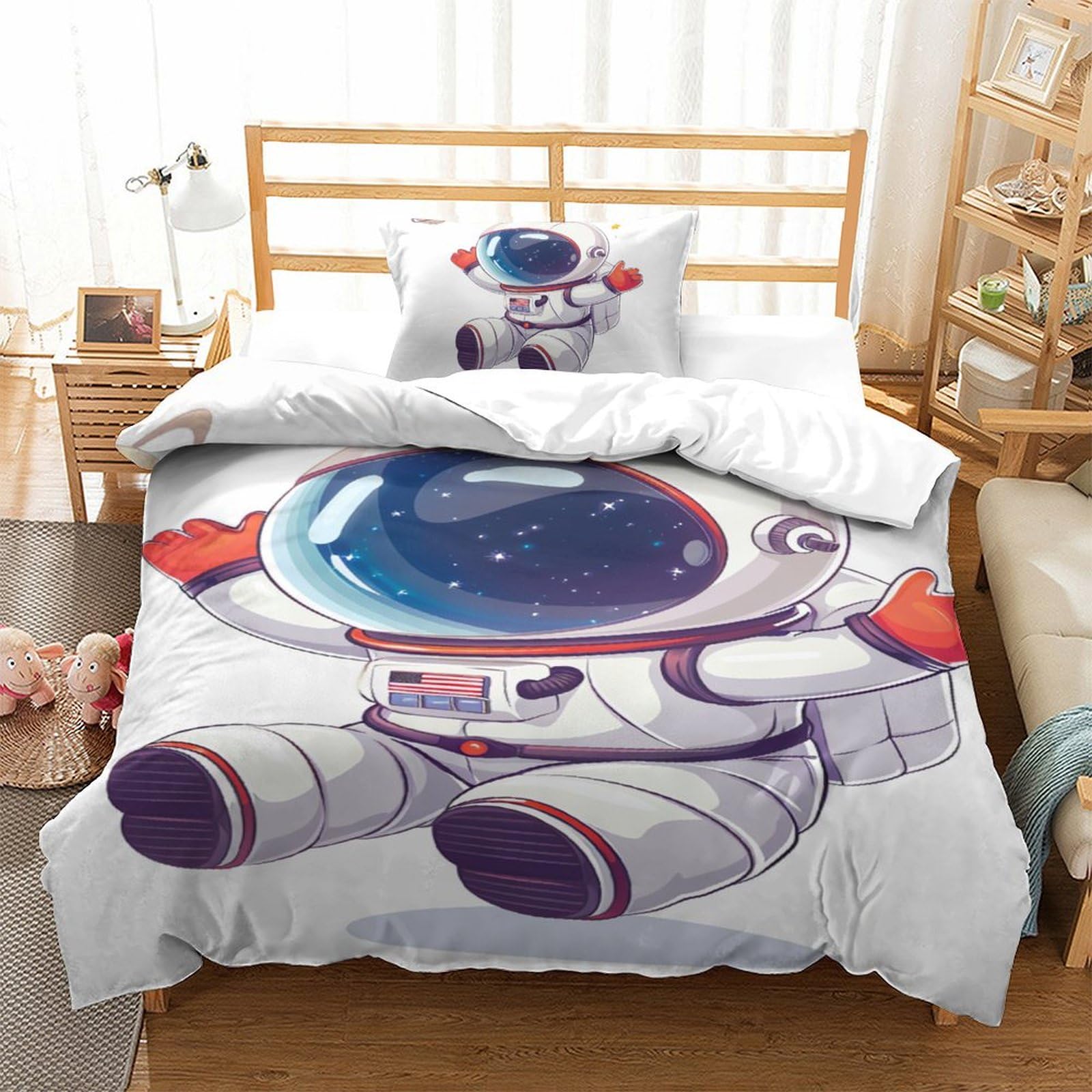 Parure astronaute enfant avec fermeture éclair pour un lit simple facile à border au quotidien