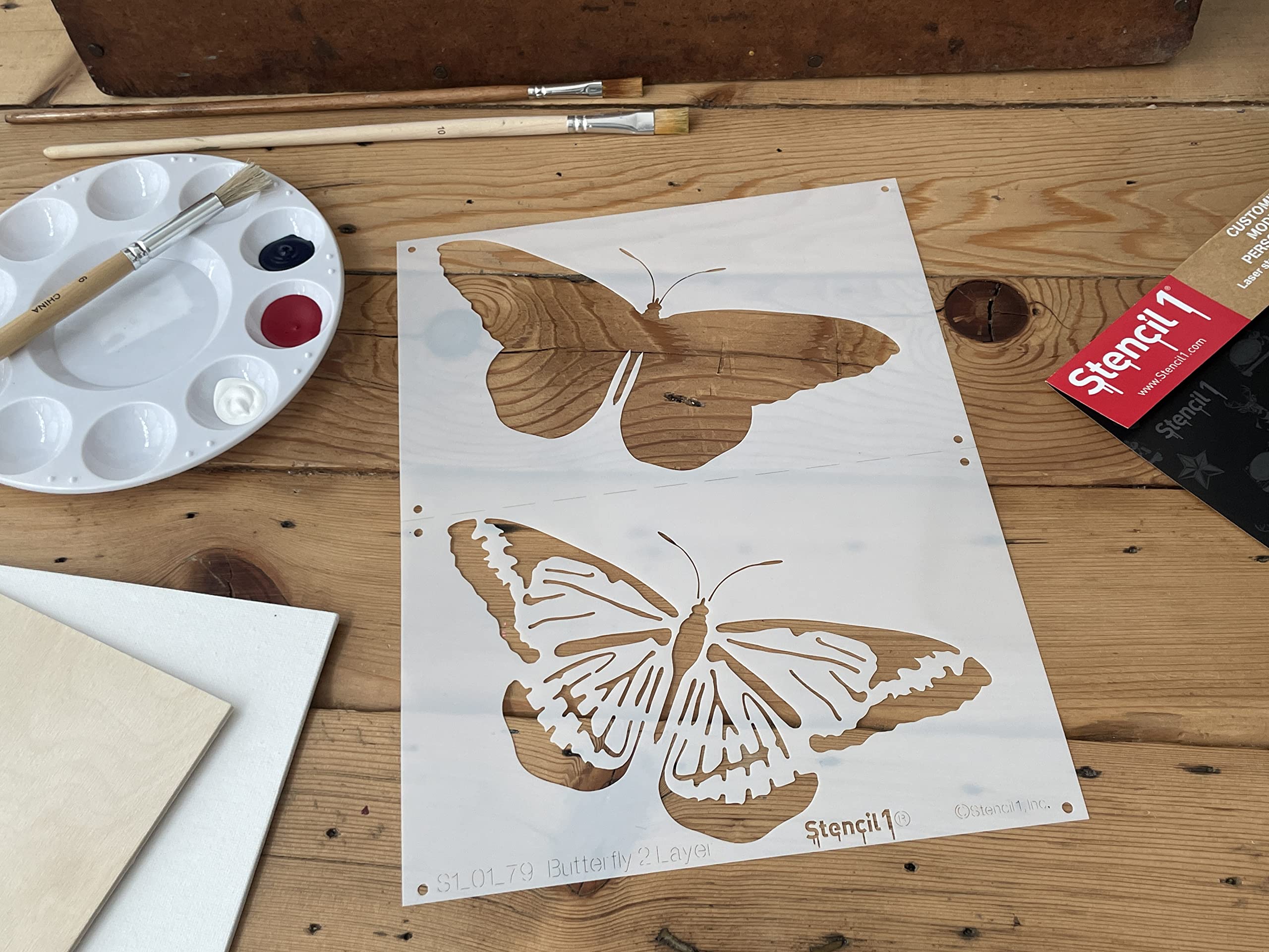 Butterfly Two Layer Stencils - 11x8.5" Reusable For Wall Art & Crafts