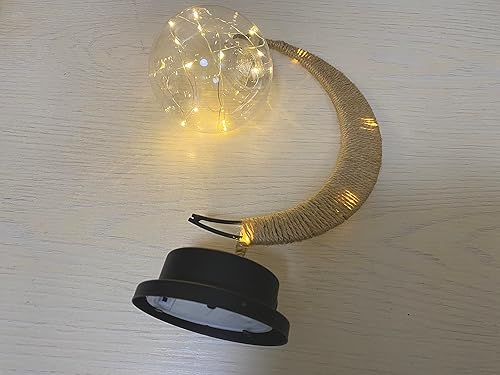 Miniatura 6 de Lámpara LED de luna blanca cálida, luces de boda, caja de batería, cuerda de cáñamo, lámpara de bola de ratán de hierro, decoración romántica de