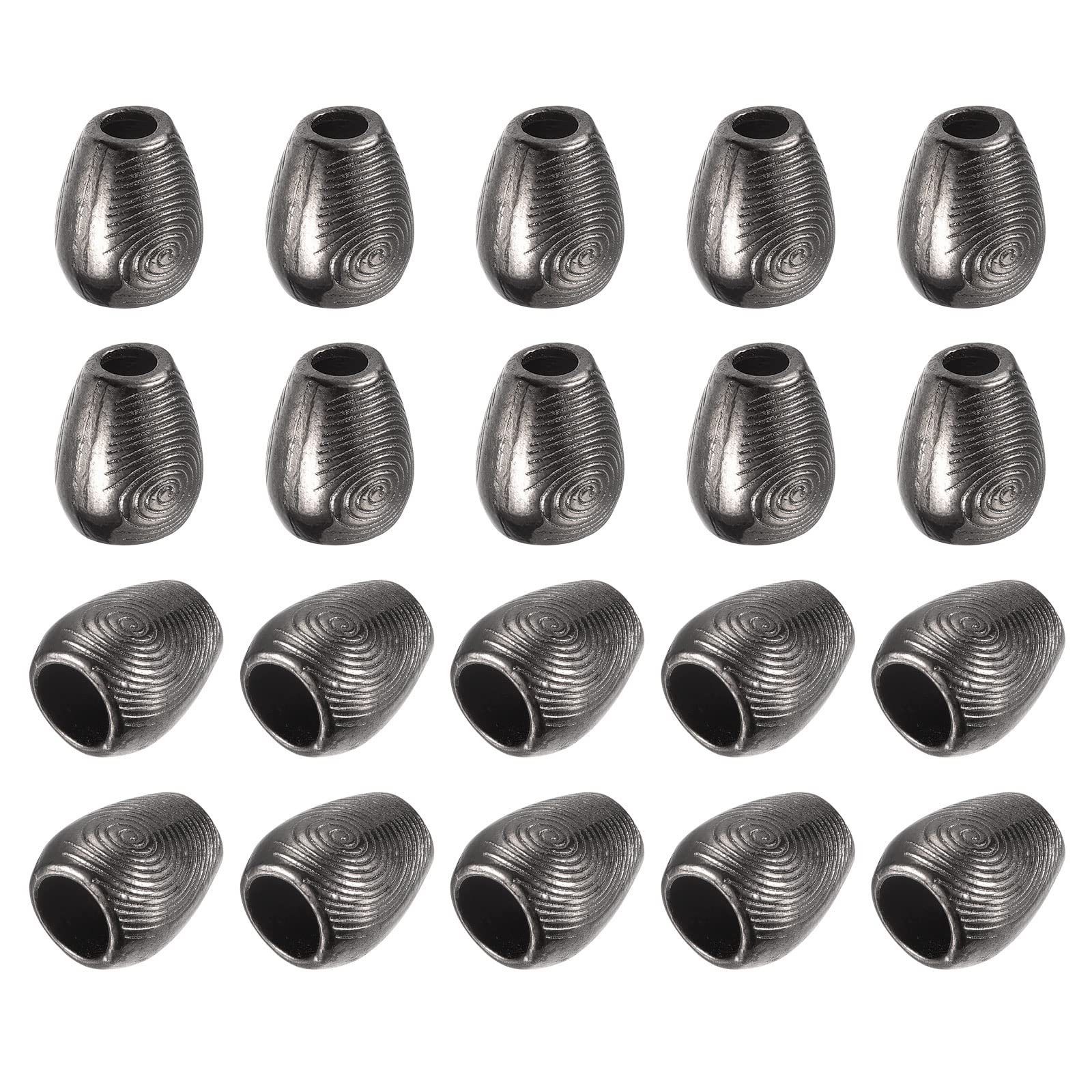 sourcing map 30Pcs Metal Bell Stopper, 3.5mm Conical Cord Ends Lock Rope Fastener End Stoppers for Drawstring Lanyard Backpack Bag DIY, Dark Gray