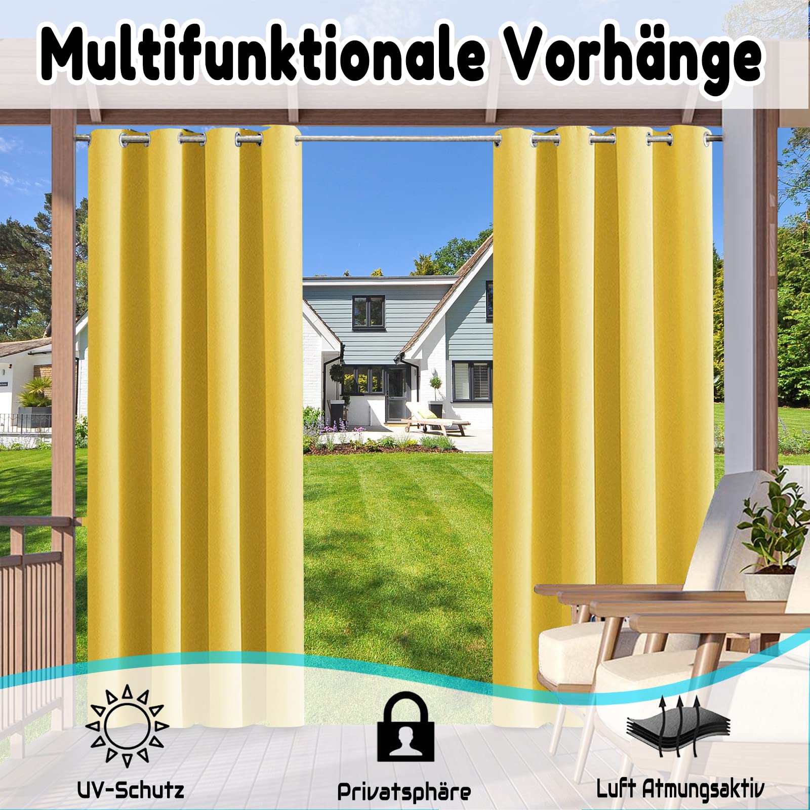 Tenda Da Esterno LZXSXZ - Impermeabile, Occhielli, 24 Colori, Per Balcone Patio - Foto 4