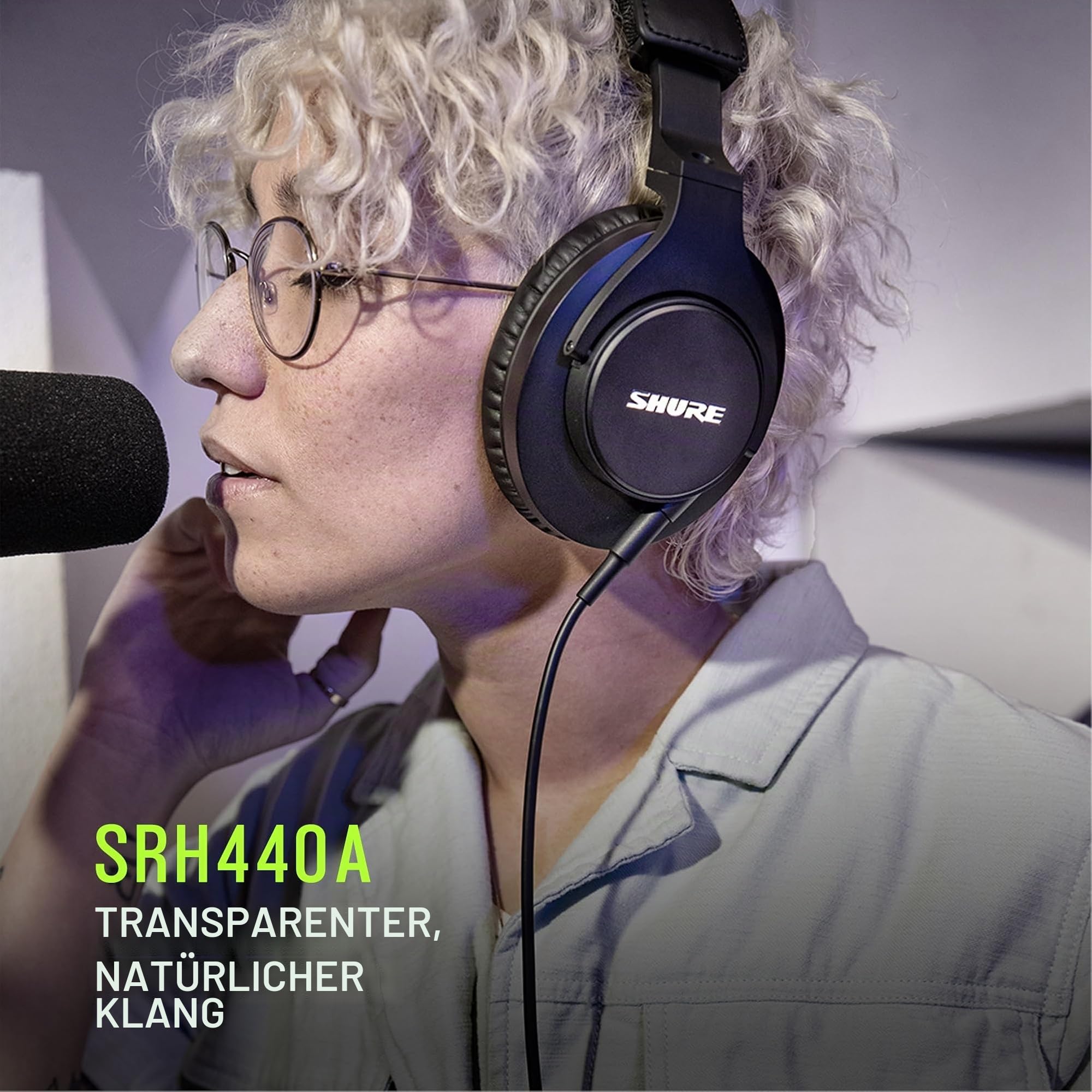 Shure SRH440A Over-Ear-Kopfhörer mit Kabel zur Überwachung und Aufnahme, professionelle Studio-Qualität, funktioniert mit Allen Audiogeräten, verstellbares und faltbares Design – 2022 Version