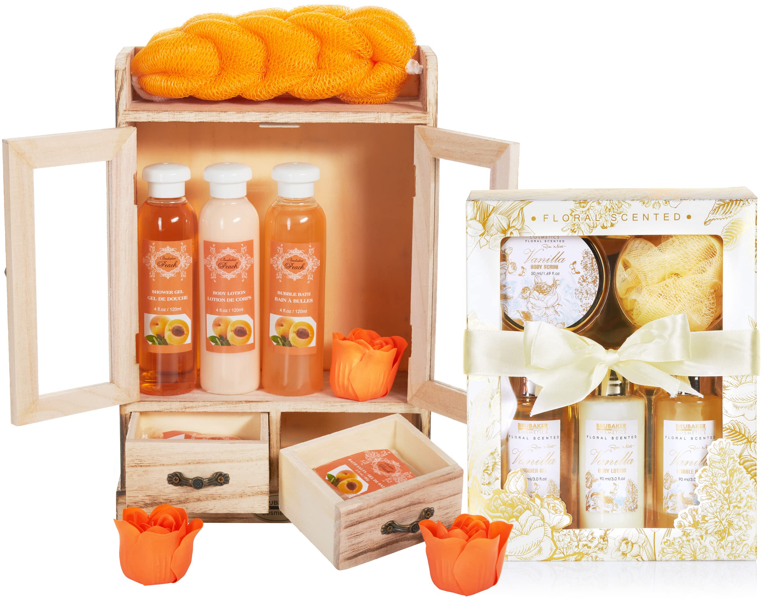 BRUBAKER Cosmetics Set de Cuidado 2 en 1 - Grande 15 piezas Kit de Bienestar - Set de Ducha y Baño para Mujer - Regalo de Belleza con Gabinete de Madera Deco - Vainilla Rosa Menta — view 10