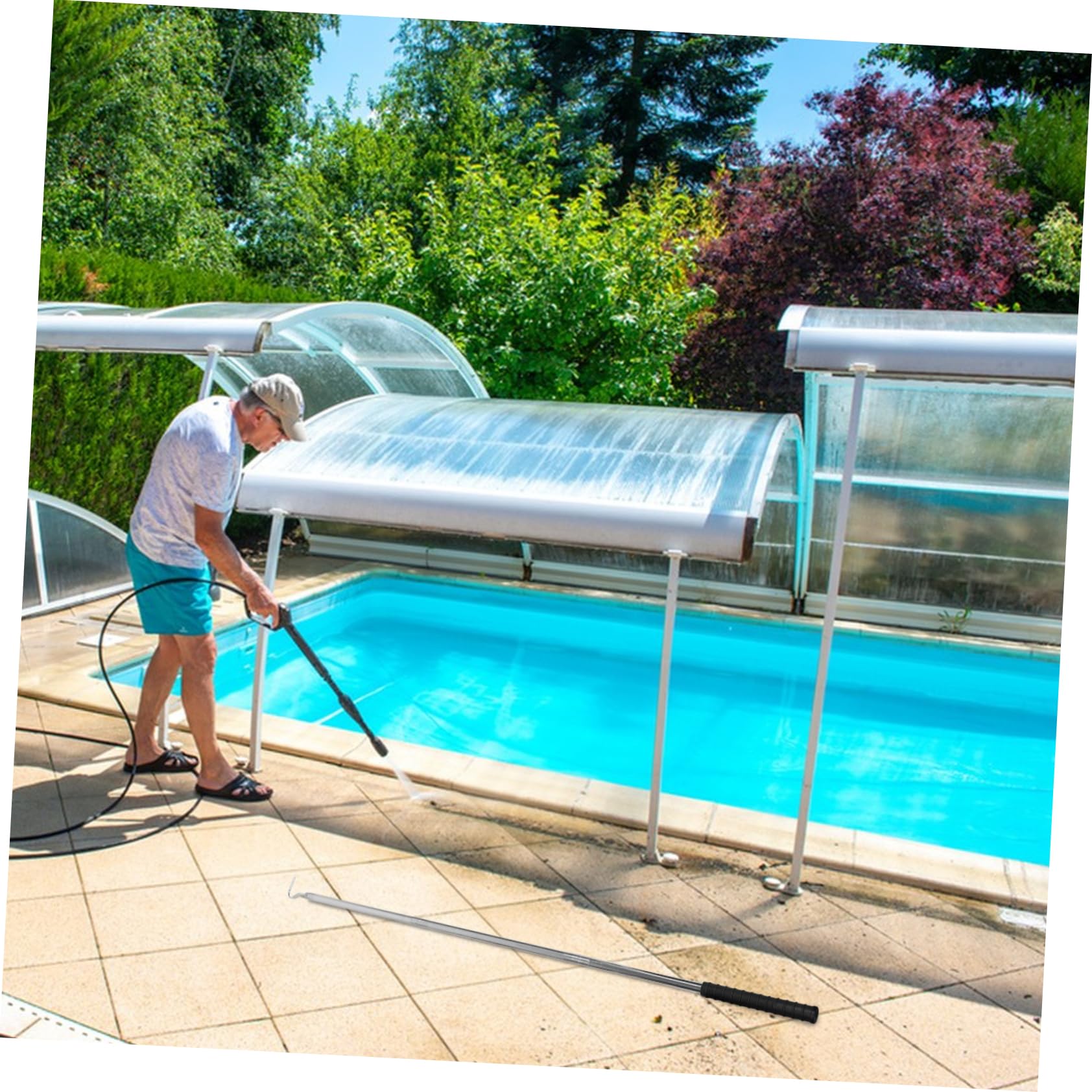 Poolskimmerhaken Edelstahl mit Abnehmbarer Stange für Reinigung und Wartung