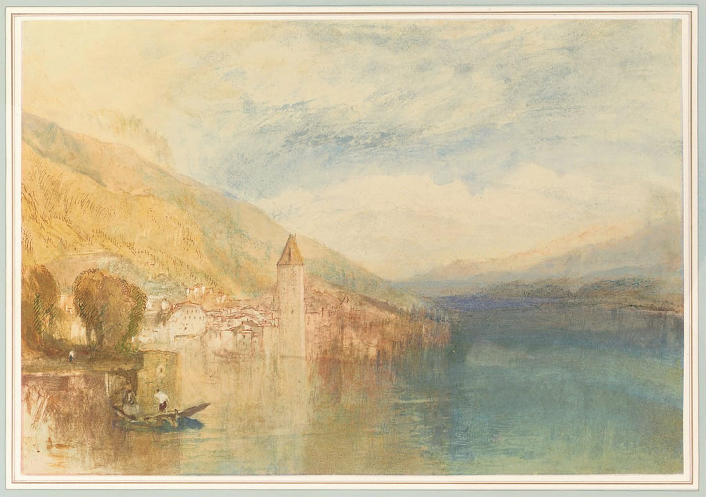 ARTXLXXBN Famous Painting Art Wall Decor Abstract Art Picture Oberhofen on Lake Thun Switzerland by Mallord William Turner Animal Pictures for Home Decor 60x90cm