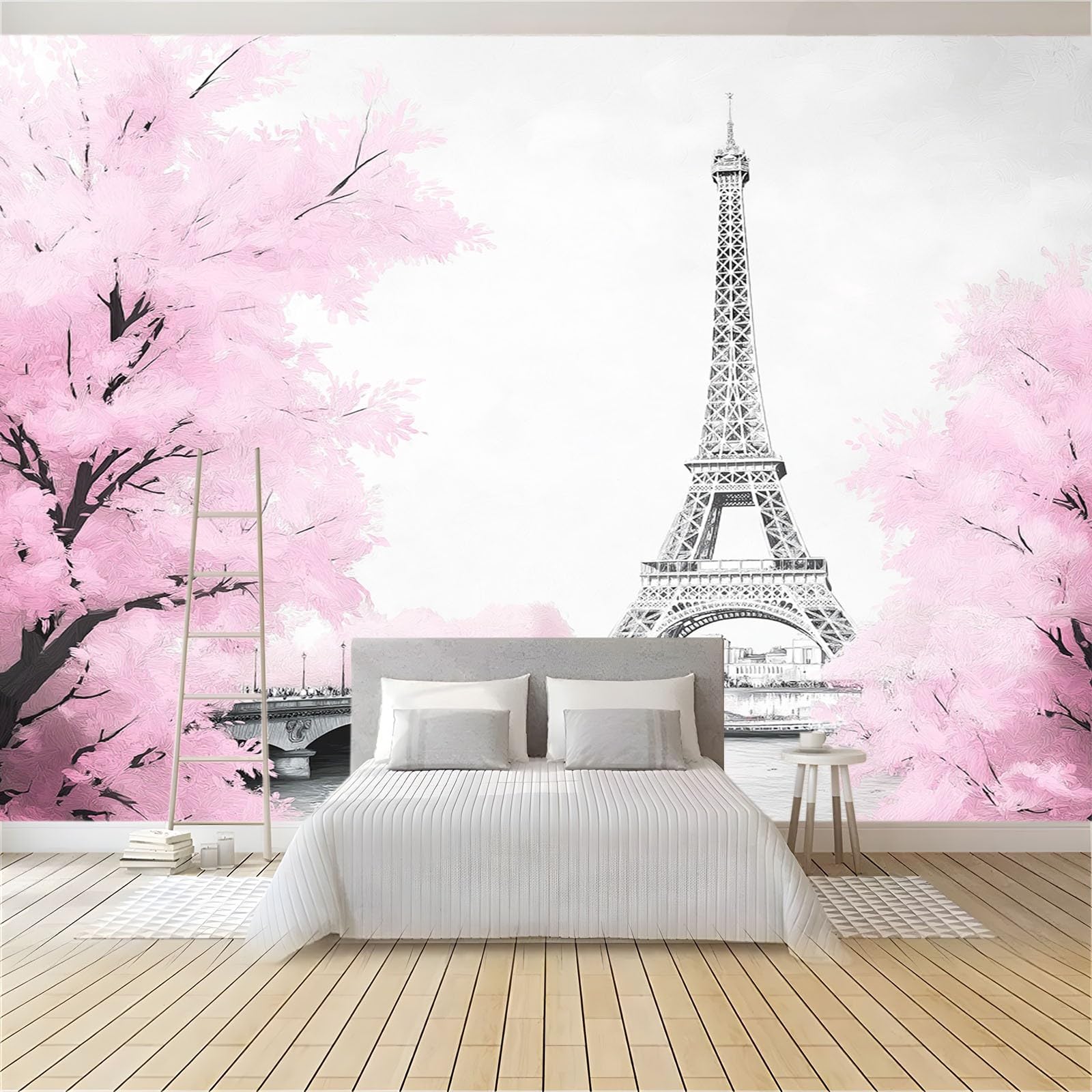 Tapeta ścienna Akwarela Architektura Kwiaty 3D Tapety Fototapety Tapeta z włókniny 250 x 175 cm Salon Sofa Sypialnia Gabinet Dekoracja domu Tapeta Biała Róża