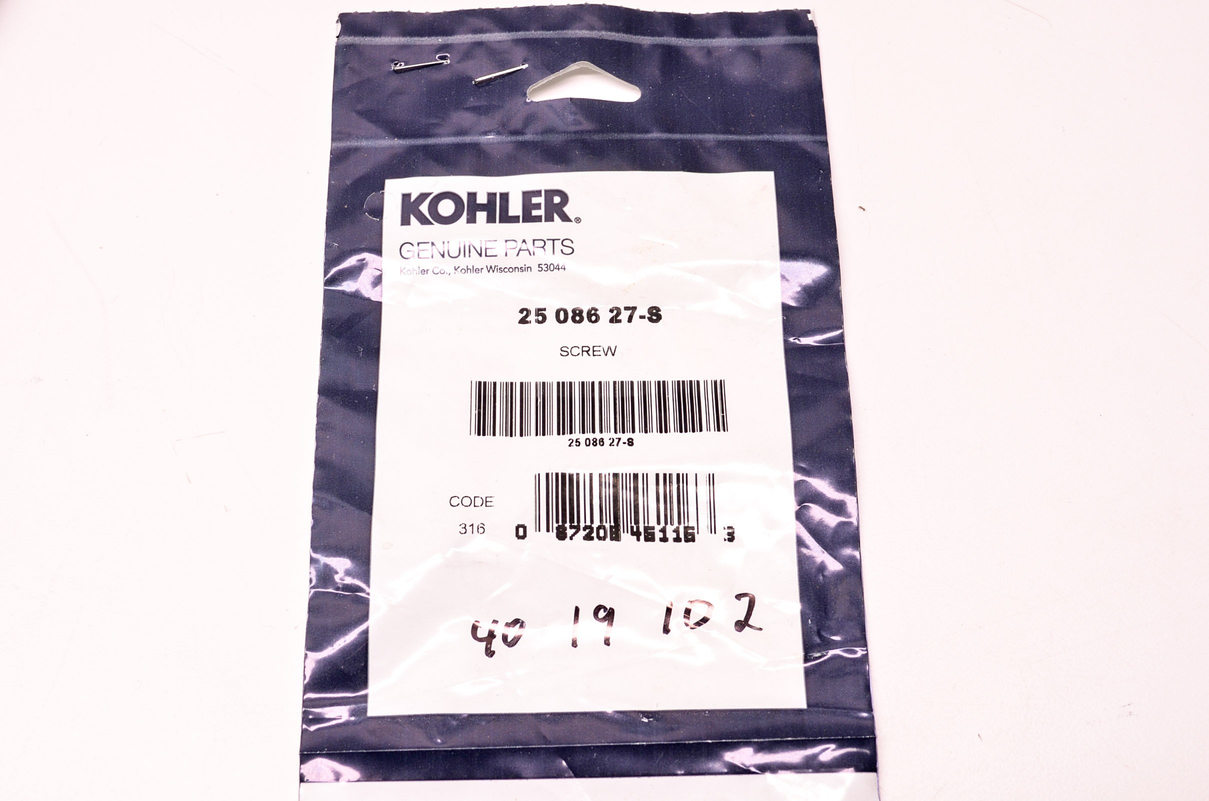 Kohler OEM 25 086 27-S - Tornillo de Repuesto, válvula
