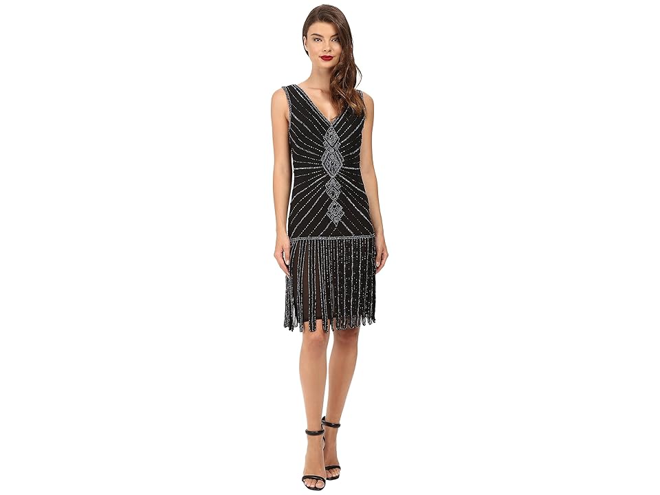 

Unique Vintage Deco Beaded Aelita Flapper Dress (Black) Women's Dress