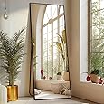 Sweetcrispy 64"x21" Arched Full Length Mirror, Standing or Leaning Full Body Mirror with Aluminum Alloy Thin Frame, Suitable for Bedroom or Cloakroom,Black