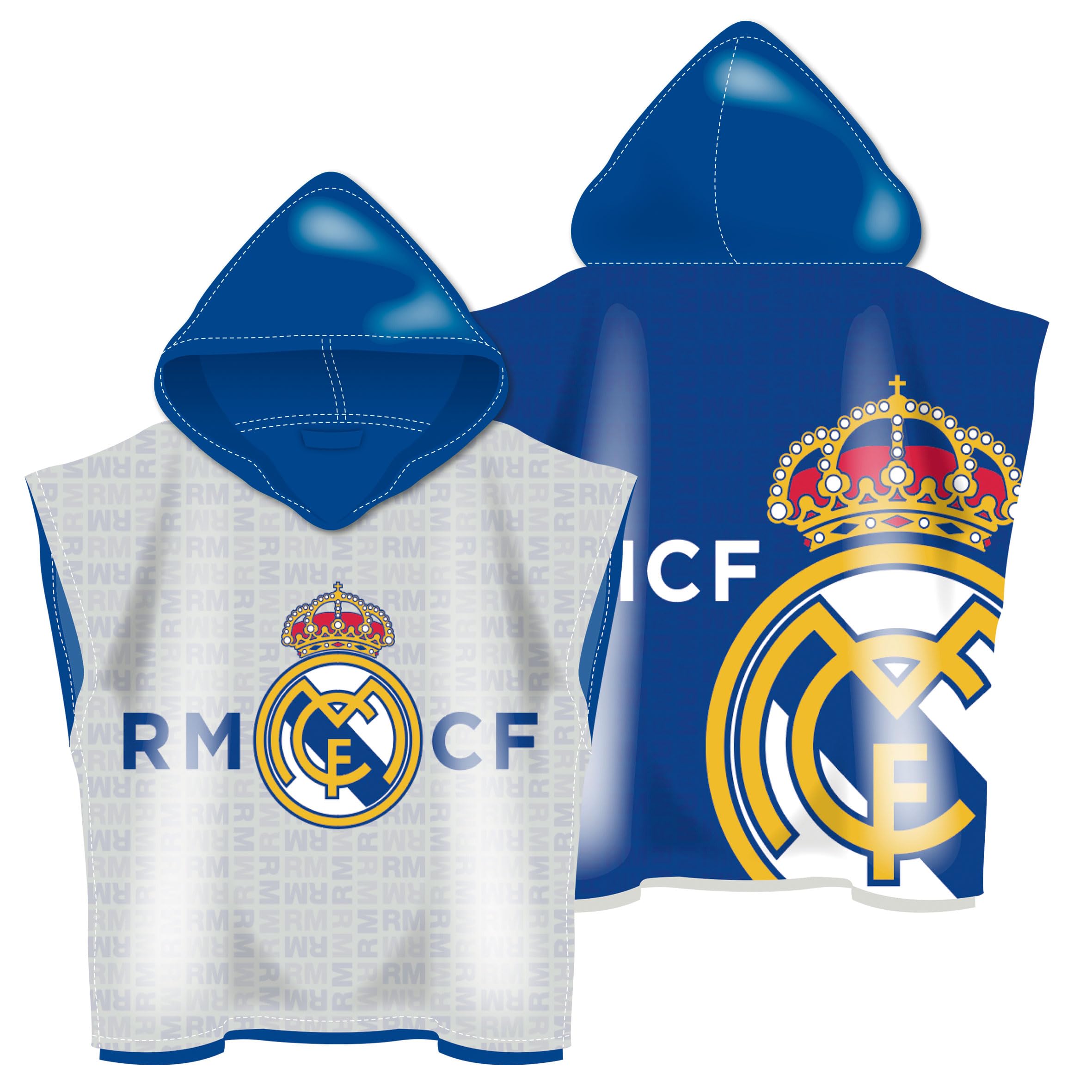 Arditex Multi-Coloured - Real Do Madrid Microfibre Poncho With Hood 55 X 55 Cm