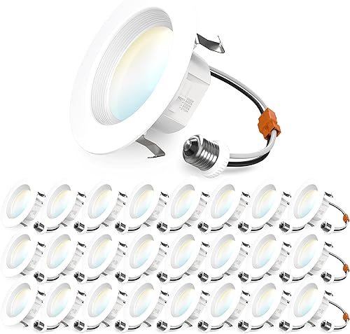 Sunco - Paquete de 24 luces LED empotrables de 4 pulgadas, iluminación de lata, 660 LM, 11 W (equivalente a 40 W), CCT seleccionable