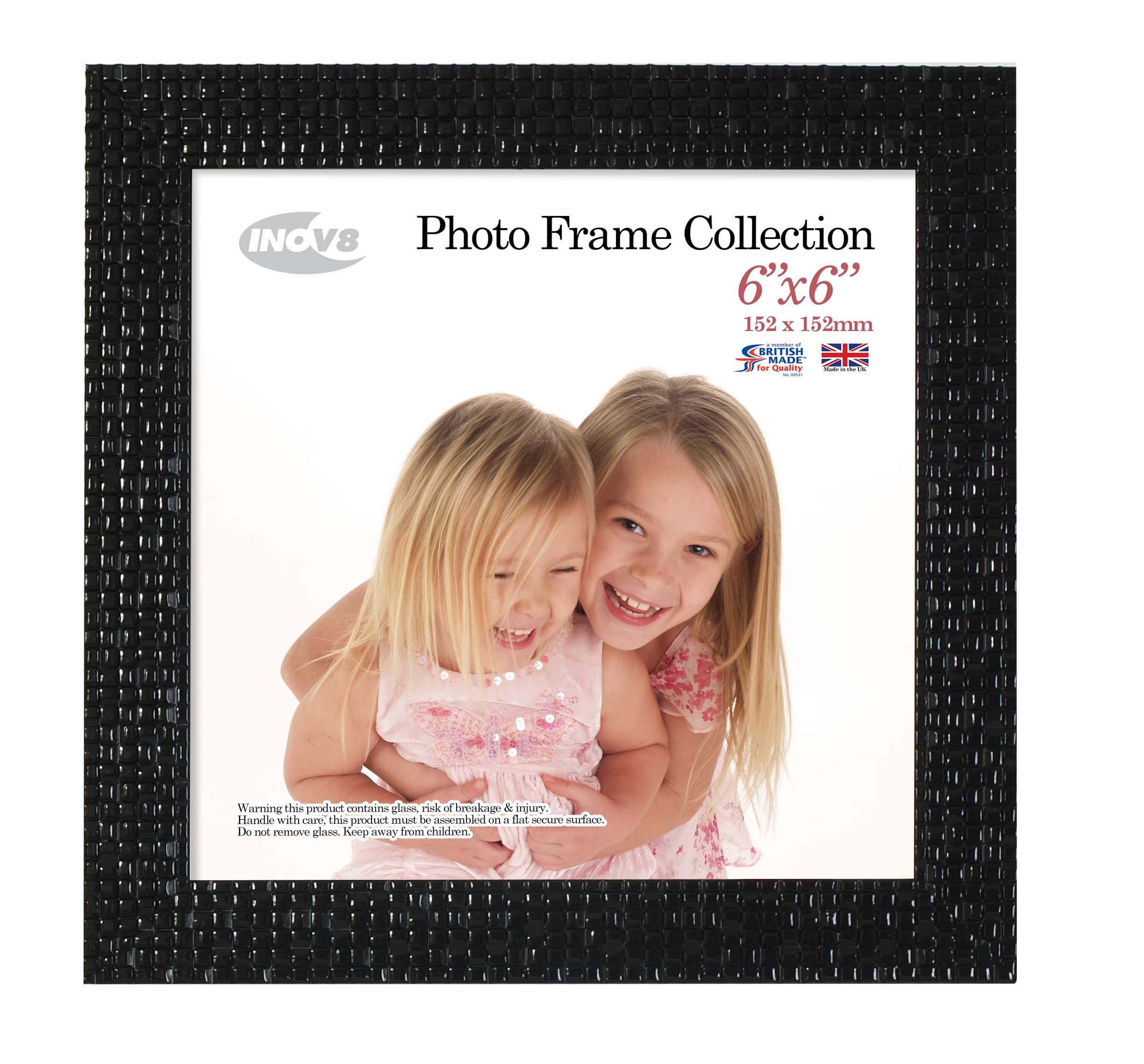 Inov8 Black Framing British Made Photo Frame Mosaic Holds Picture 6"X6" (15.24Cm X 15.24Cm)