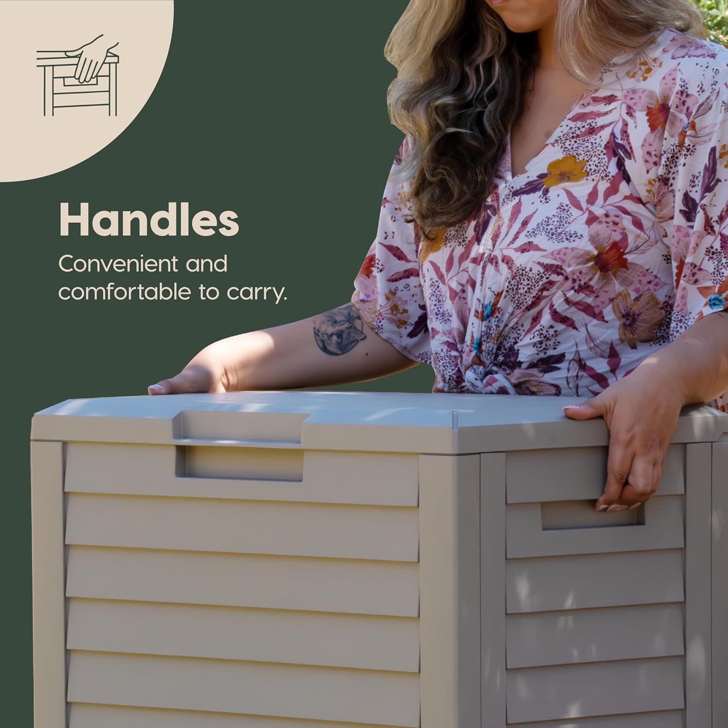 IRIS USA 35-Gallon Outdoor Deck Delivery Storage Box, Lockable & UV-Protected, Weather-Resistant Patio Storage for Cushions, Garden Tools & Packages, Waterproof Resin, Durable & Stylish Design - Beige - Image 9