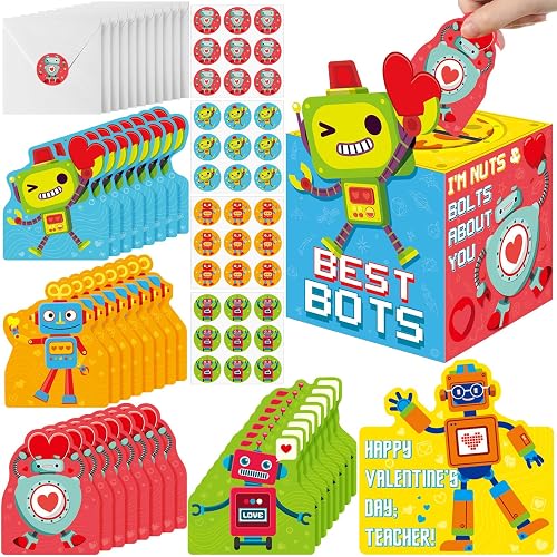 Funrous 103 Pcs Valentines Day Box for Kids Classroom Include
