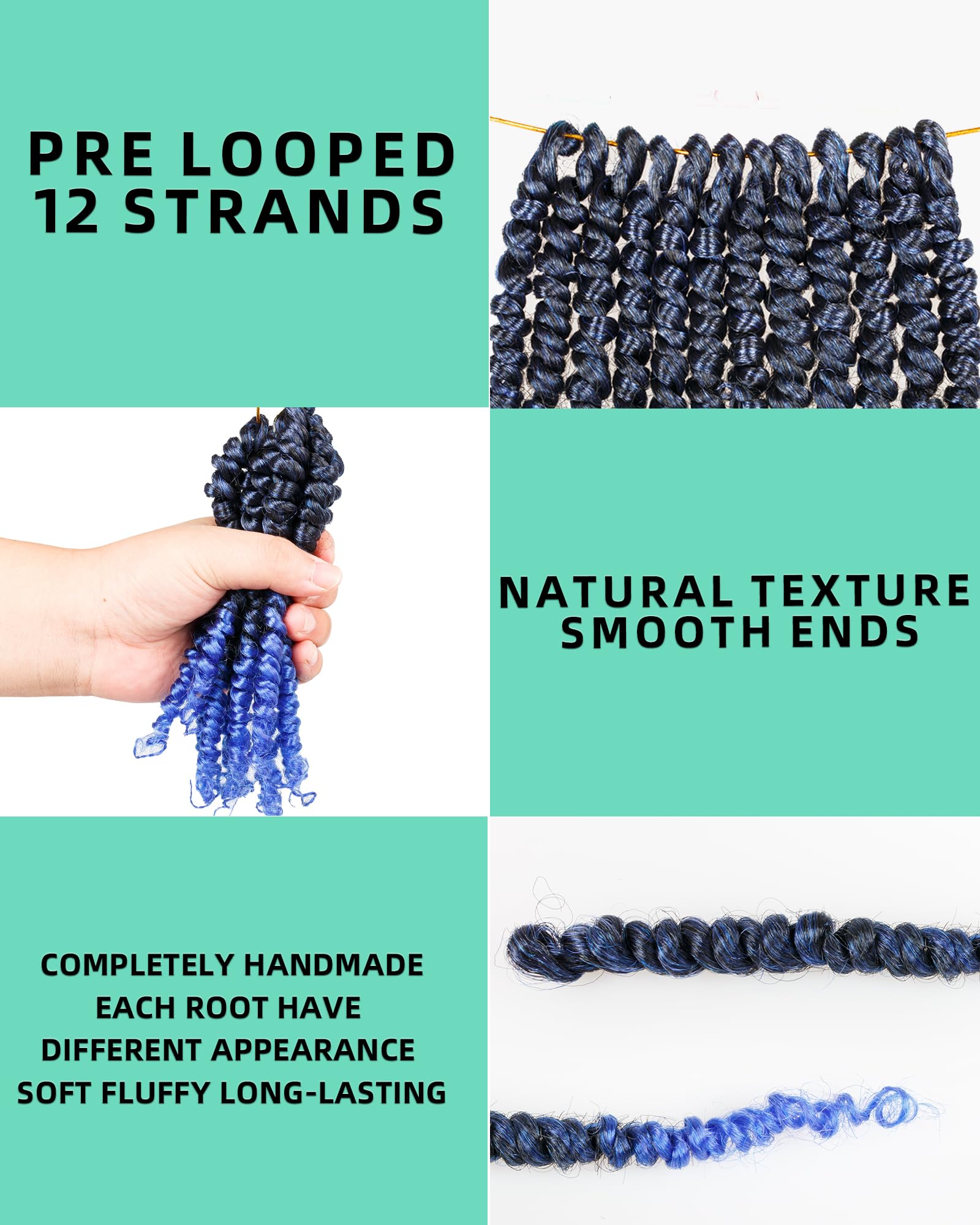 8 paquetes de cabello de ganchillo pretrenzado de 6 pulgadas, para mujeres y niños negros, azul degradado, extensión de pelo suave y ligera (6 pulgadas, 8 paquetes, T1B/azul)