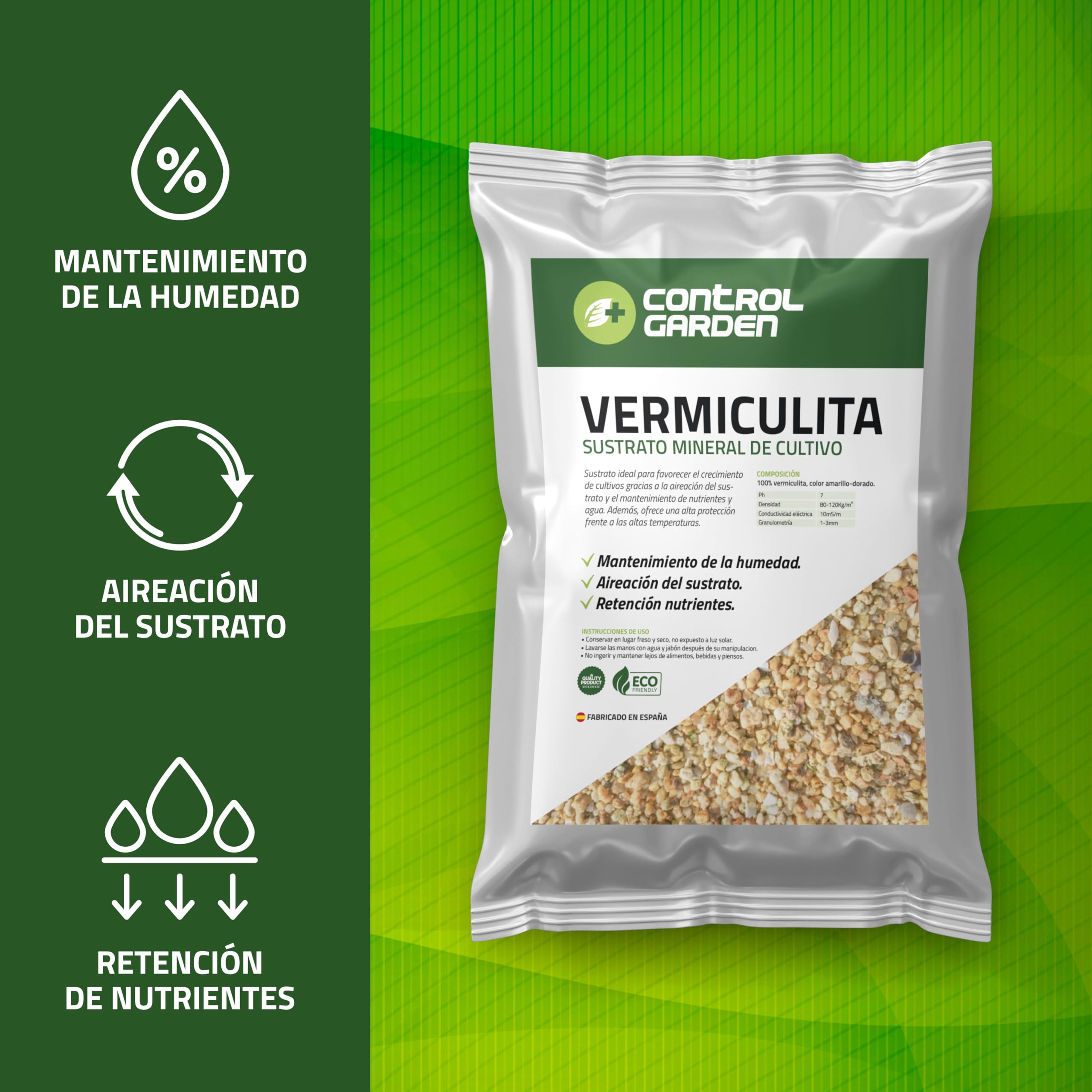 GROWMANIA.ES Control Garden Pack Arlite 6L + Perlite 6L + Vermiculite 6L | Substrat pour plantes et cultures intérieur et extérieur | Fabriqué en Espagne
