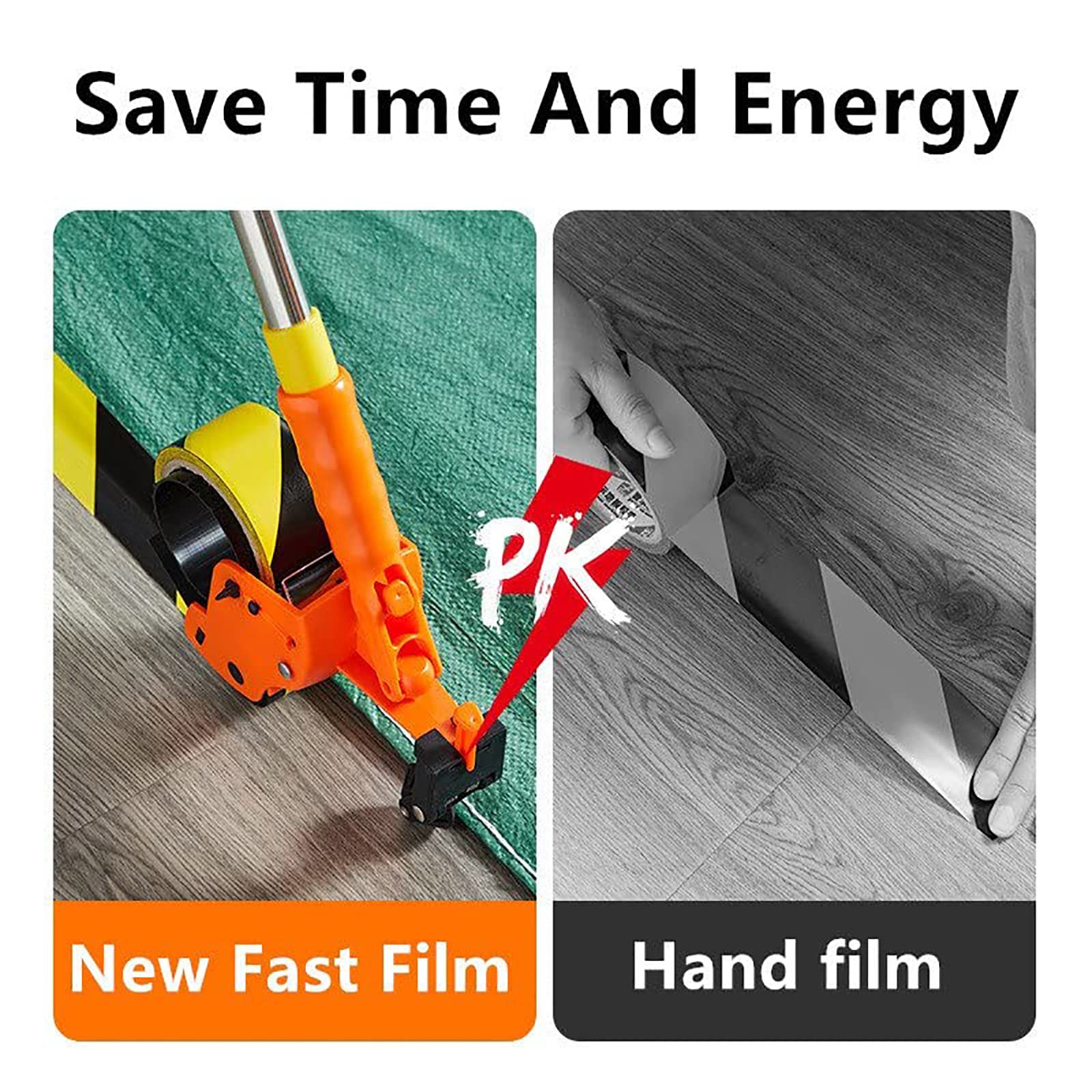 Juego de máquina de adhesivos de enmascarar – Kit dispensador de cinta aplicadora de alta calidad para pintura de pared y suelo – Herramienta de cinta de sellado 2 en 1 con poste – Logra una precisión