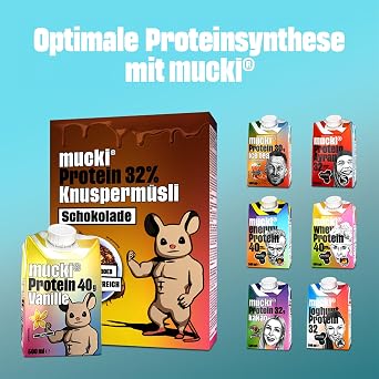 mucki Protein Crispy Muesli with Chocolate 360 g x 7-7 Pack High-Quality Protein Cereal without Sugar Protein-Rich Chocolate Muesli with 32% Protein Content Oatmeal Soy Crispies and Fibre