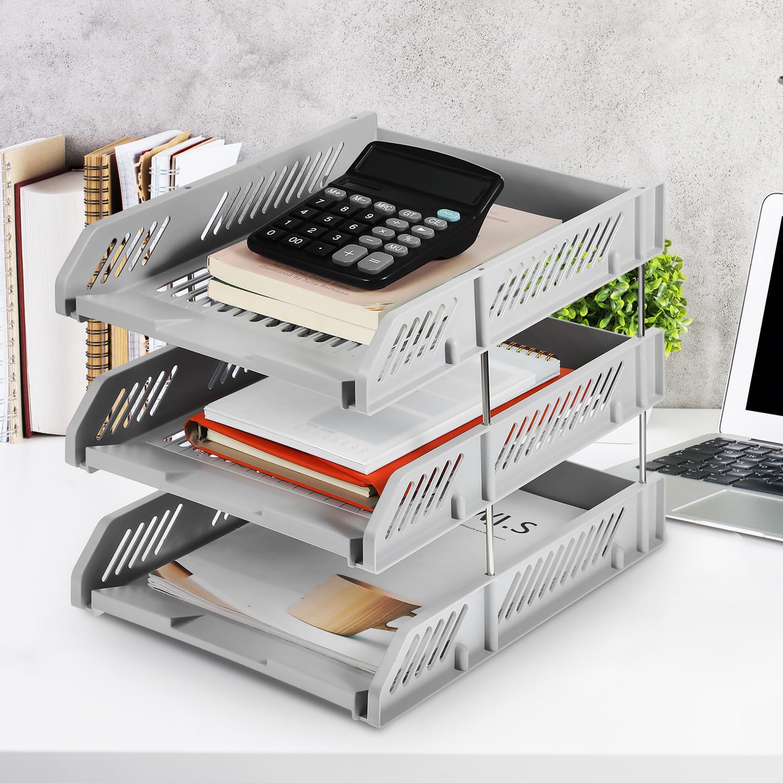 Abaodam Organizer per Documenti da Scrivania in Plastica Multi-strato Design Salvaspazio Elegante per Ufficio e Casa, Supporto File e Quaderni Funzionale