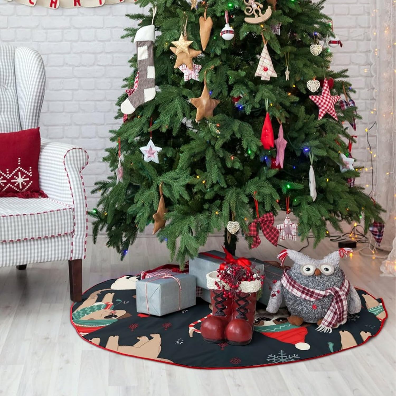 Christmas Tree SkirtMerry Christmas Dogclassic Fashion Tree Skirt Painted Multifunctional Christmas Tree Skirt