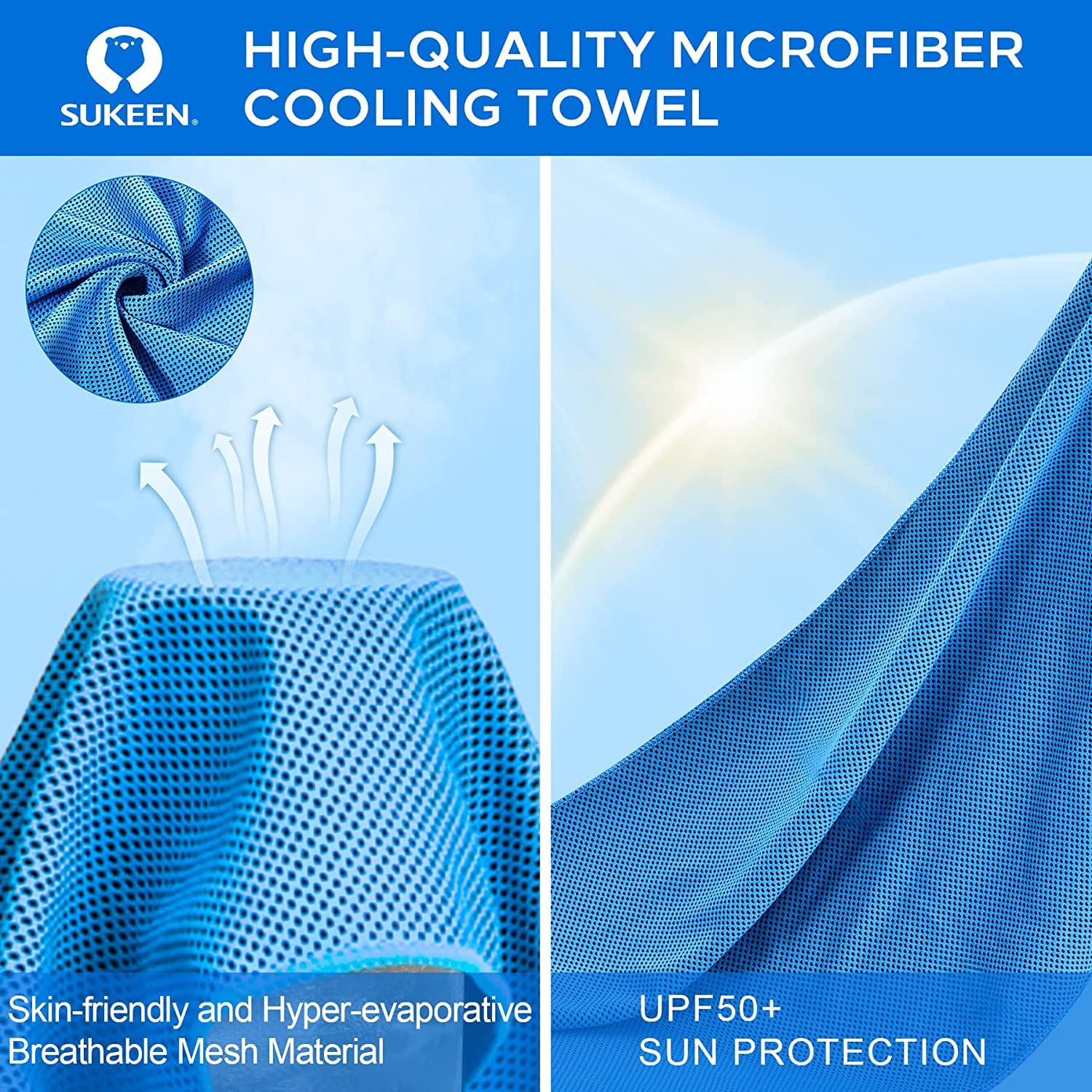 Sukeen Kühlendes Handtuch, Kühltuch Set,Kühltücher Hals, Handtuch kühlend, Cooling Towel, Kühltücher Sport, Kühlendes Tuch, Eishandtücher für Wandern, Laufen, Tennis, Reisen