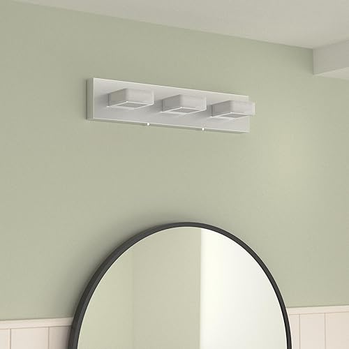 Miniatura 2 de Ralbay - Luz LED atenuable moderna de 3 luces, de acero inoxidable y acrílico, accesorios de iluminación para tocador de baño
