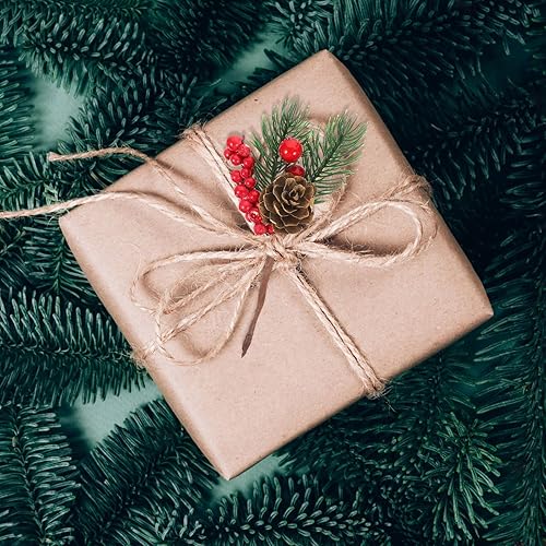 Miniatura 8 de 10 piezas de piñas de pino de Navidad, bayas rojas, tallos de bayas falsas, ramas de piñas para manualidades, guirnalda de árbol de Navidad, corona