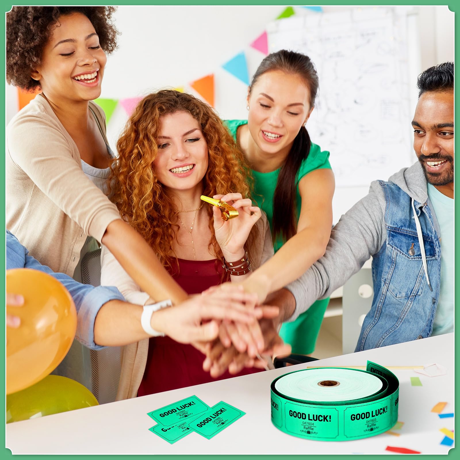 Clabby 1000 Pcs Large Raffle Tickets Rolls Green Raffle Cards Blank Entry Form with Name Phone Email for Events Fundraiser Prizes Printable for Classroom Entry Class Reward Door Prize - Image 3