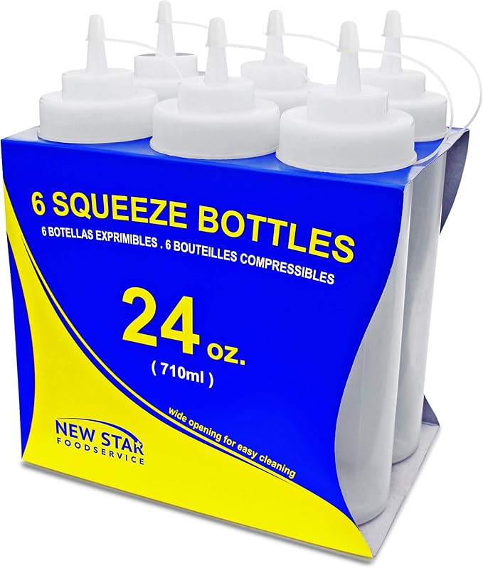 New Star Foodservice 24 oz Botella Dosificadora Transparente Pack 6 miniatura 3