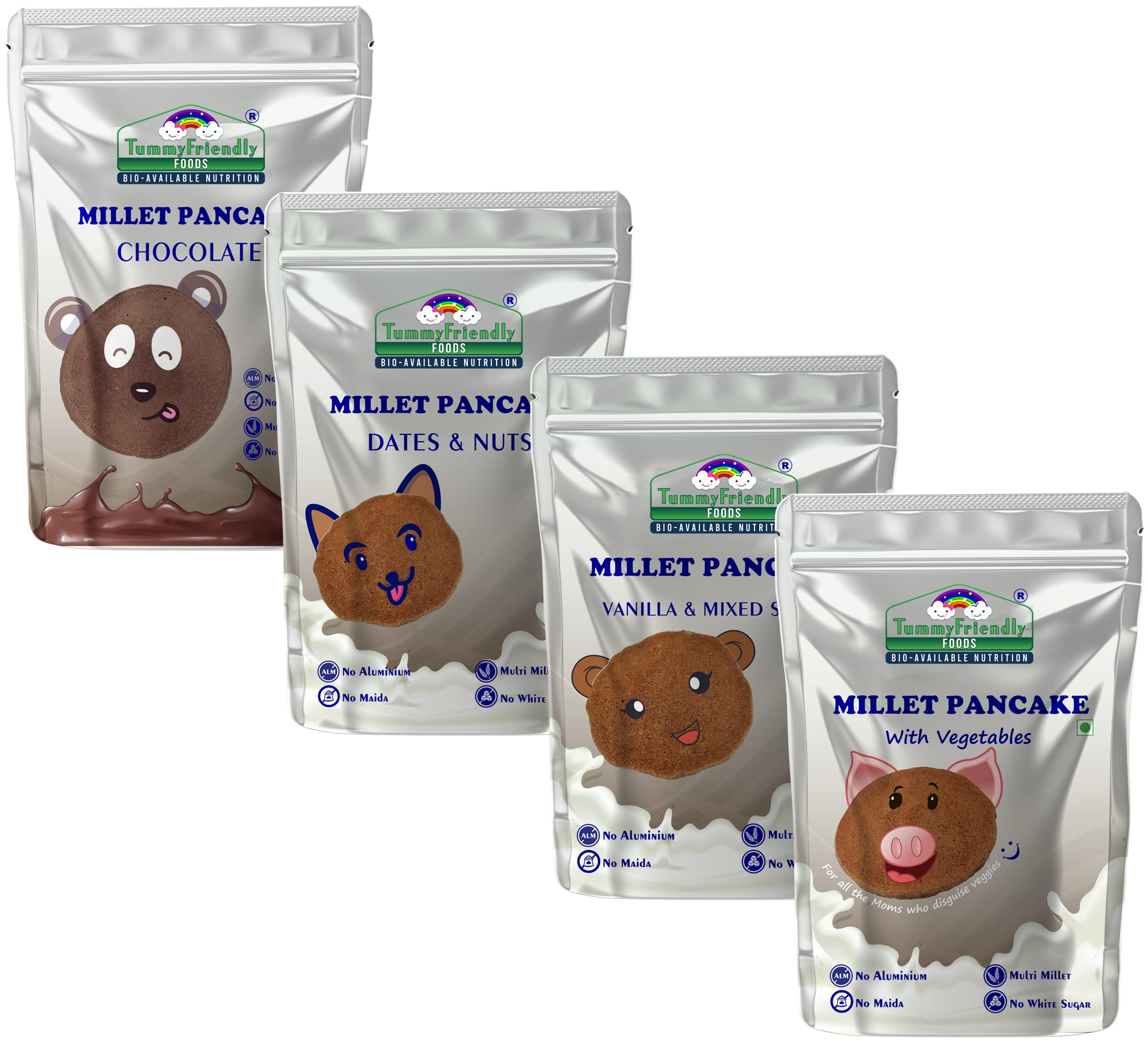 Tummy Friendly Foods Aluminium-Free Veggie Pancake Mix | Healthy Organic Pancake Mix For Kids Toddlers Without Maida | Healthy Instant Breakfast Mix No Maida No White Sugar | 4 Packs, 50g Each (B0C157GMX8) Amazon Price History, Amazon Price Tracker