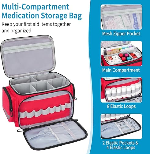 Miniatura 3 de Jaffzora Bolsa organizadora de medicamentos vacía, bolsa de enfermera de salud en el hogar, caja organizadora de botellas de píldoras, bolsa de