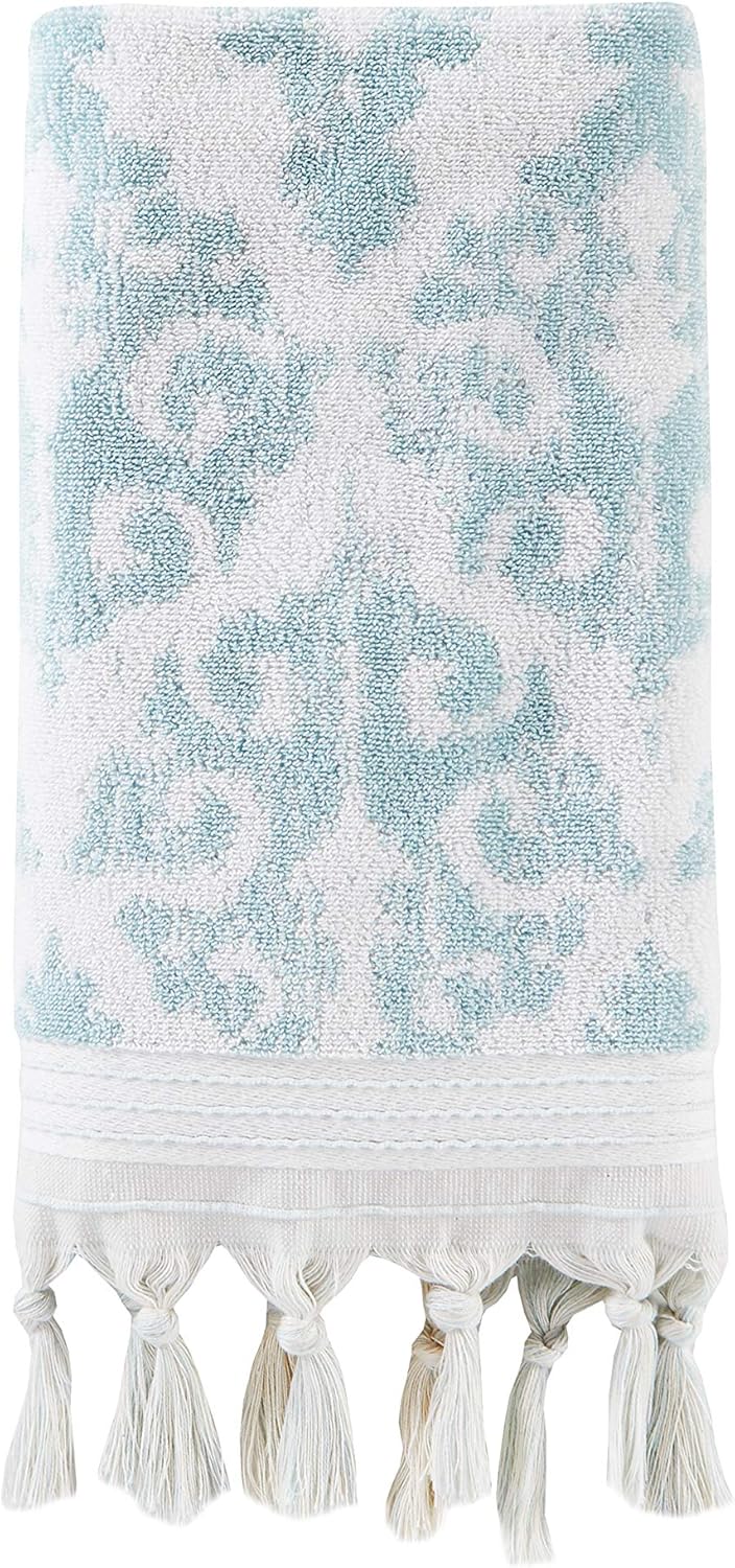 SKL Home Mirage Fringe 100% Turkish Cotton Hand Towel Set, Aqua - Image 2