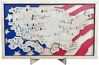 CR FTMKR Custom Wooden National Parks Map Wall Art: Handcrafted Nature G...