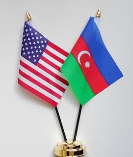 United States of America & Azerbaijan Friendship Table Flag Display 25cm (10")