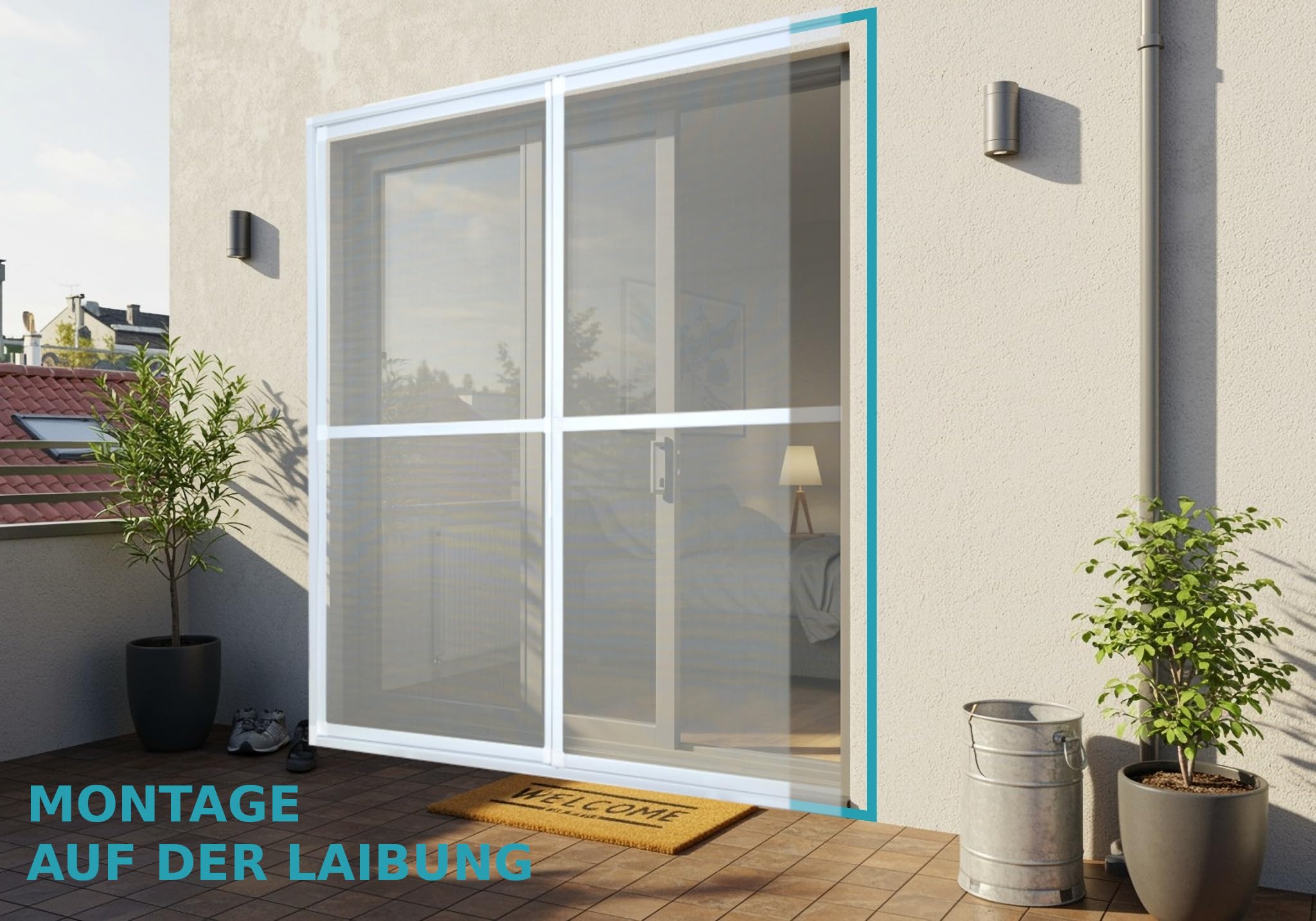 APANA Fliegengitter Schiebetür 240x240 cm – Insektenschutz Balkontür & Terrassentür ohne Bohren, zuschneidbar für Doppeltür, Aluminium Rahmen & Fiberglas Gewebe, stabil & langlebig Braun