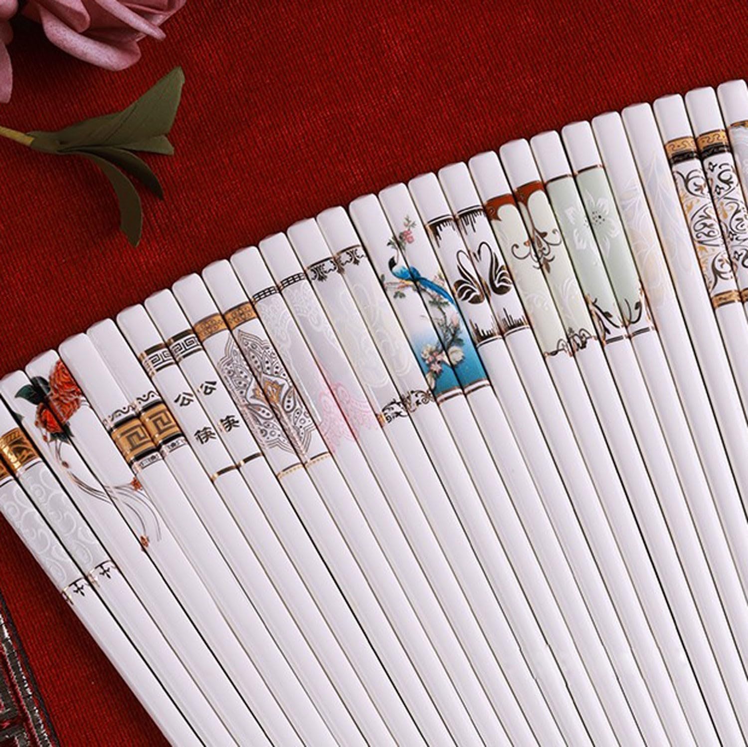 Baguettes réutilisables, baguettes réutilisables, baguettes jetables réutilisables, 10 paires de baguettes en porcelaine tendre, coffret cadeau, baguettes en céramique antidérapantes pour la maison