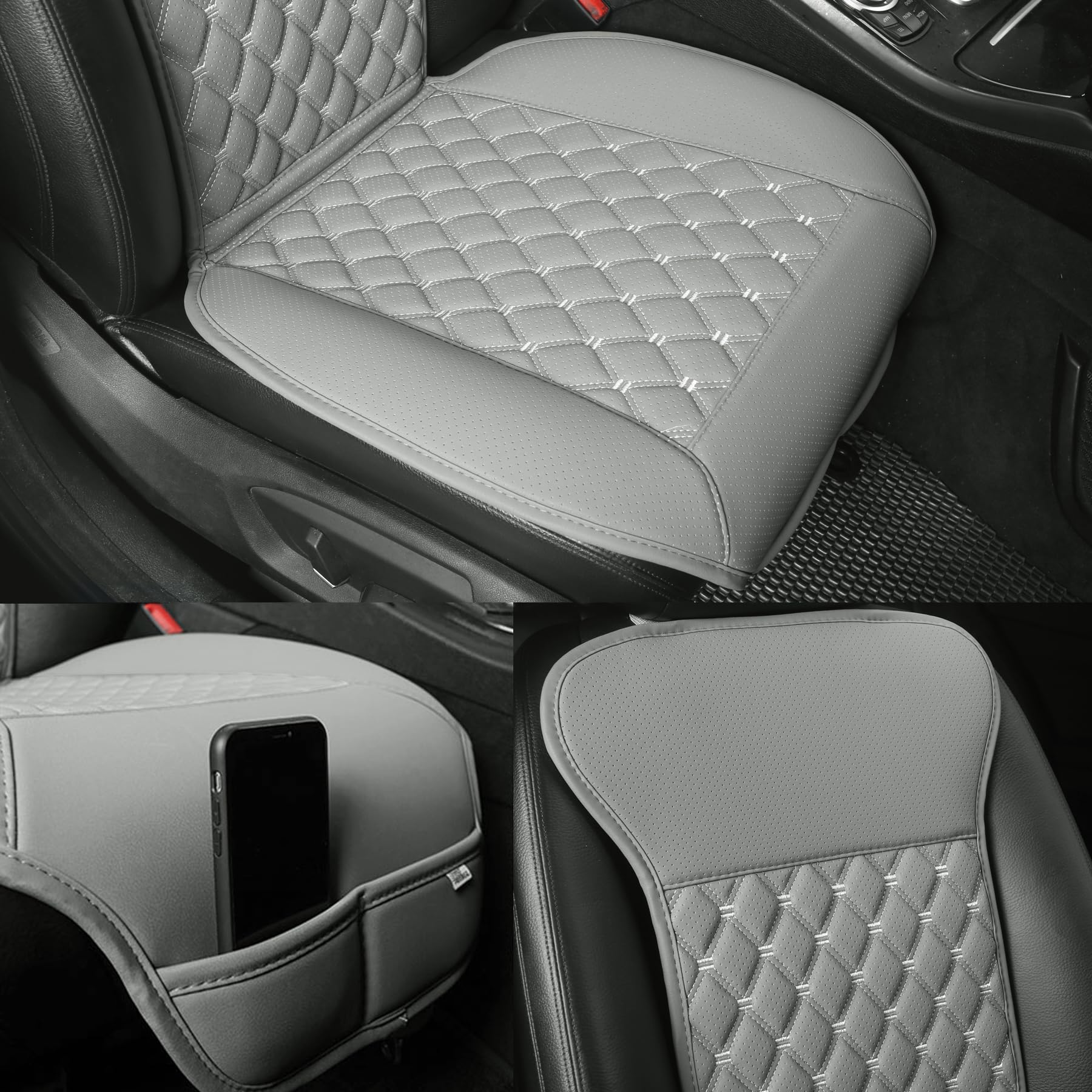 Black Panther 1 Pieza Funda Coche Asiento con Respaldo Accesorios De Coche Apto para Uso en Cuatro Estaciones(Gris)