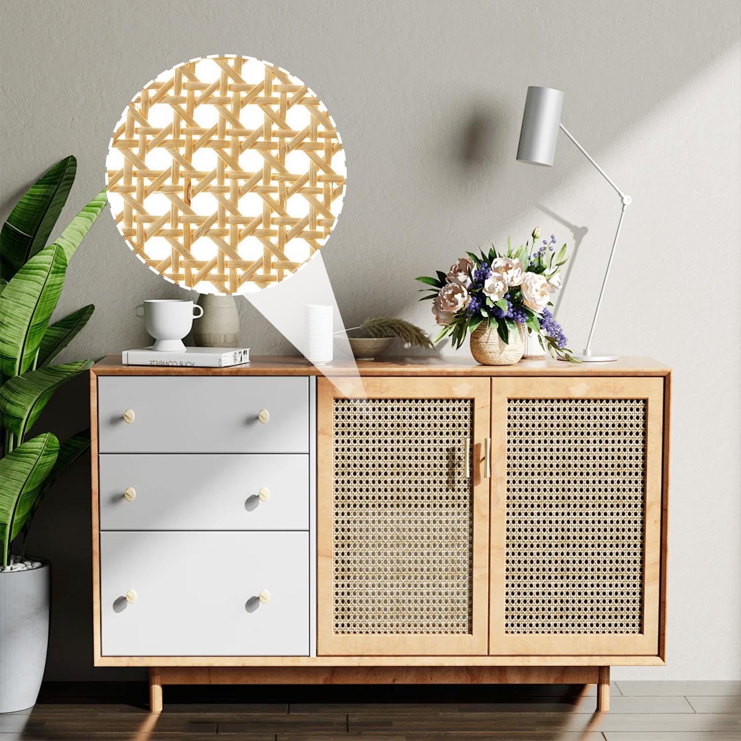 Rattan rotolo, 40 x 100 cm, midollino per sedie paglia di vienna per mobili, cannage rotin per sedie, armadi, bricolage, resistente all'umidità, impermeabile, fatto a mano, paglia di vienna per sedie
