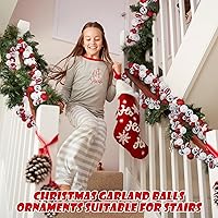 Vista 5 de Guirnalda de 2 bolas de Navidad de 6 pies, adornos colgantes de bolas de Navidad con 2 luces LED de 10 pies para interiores y exteriores, árbol