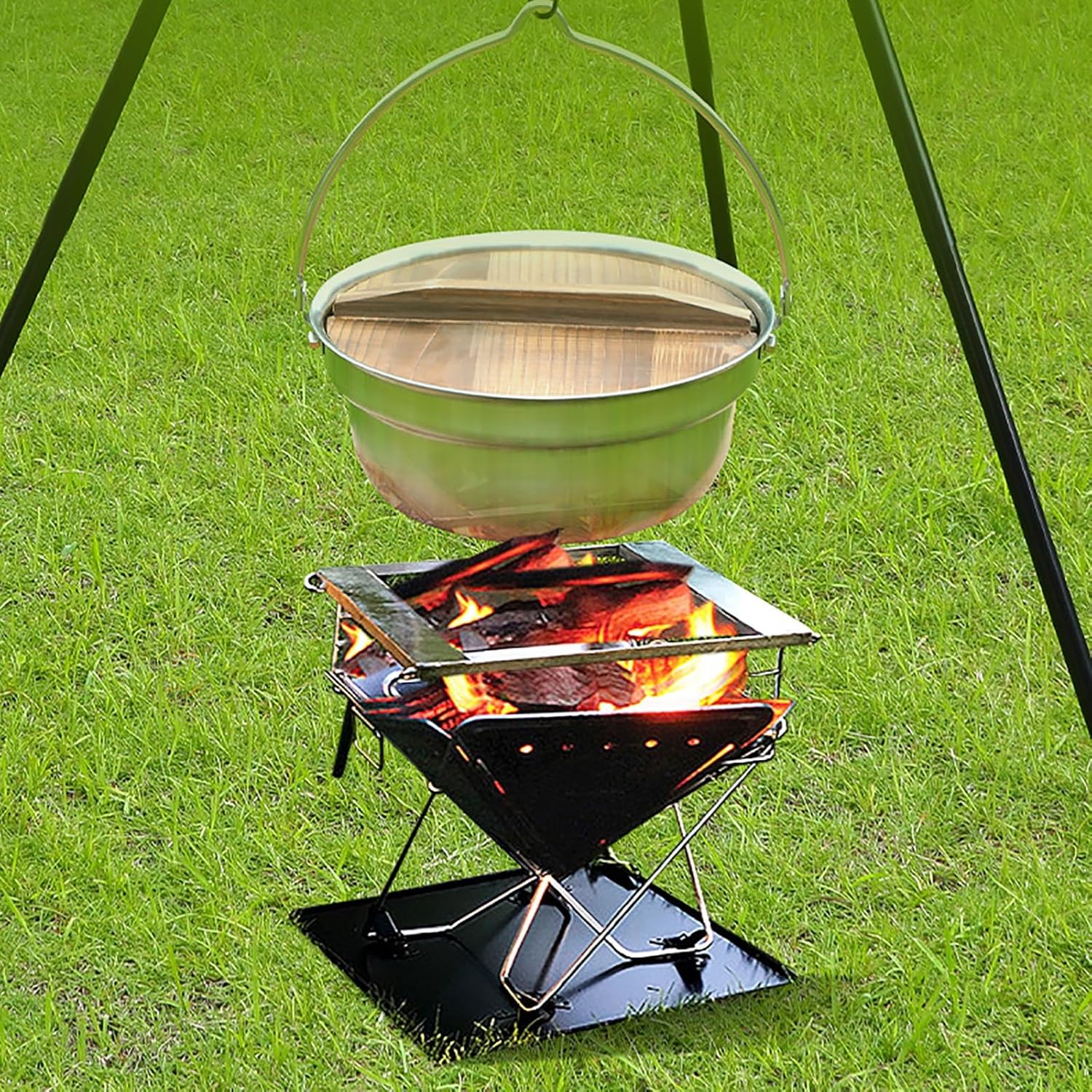 GAUDIO 1 Set Nonstick Pots, Camping Cookware for Kitchen Chafing Dish, Field Firepot Hanging Pots, for Multifunction Camping Pots, Wok Hanging Basin Kitchen Utensils