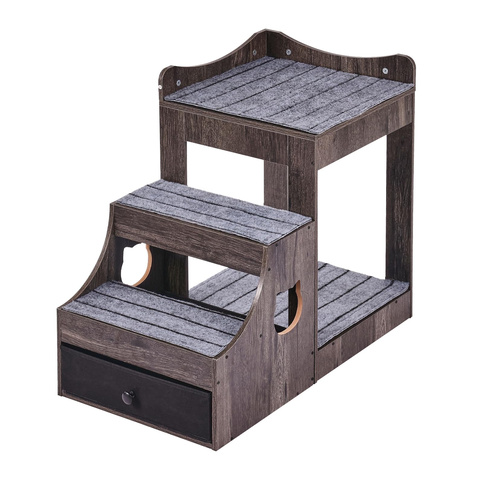 VEVOR Etagenbett für Haustiere mit Abnehmbarer Treppe, Fenstersitzstange für Hunde/Katzen mit Stauraum, mehrstufiges Bett, Fenstersitzstange, Schlafcouch, Sitzplattform für Haustiere, 830x450x675mm