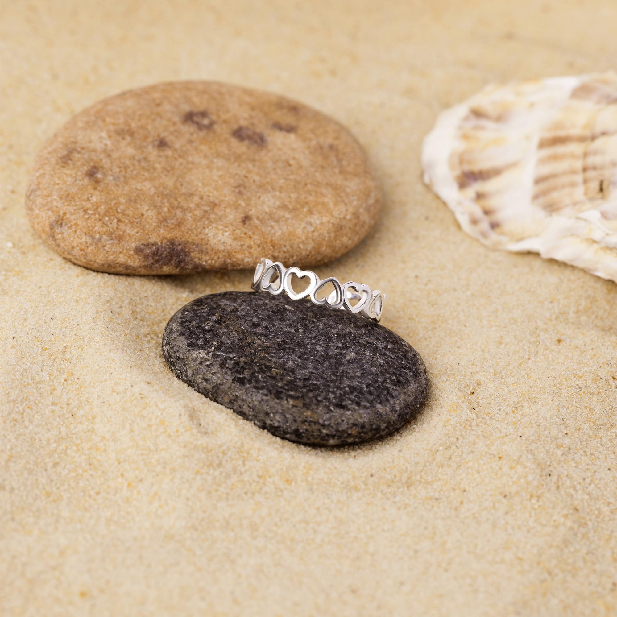 Amberta Bague d’Orteil en Argent Sterling 925 Réglable pour Femme | Vague Coeur Fleur Ouverte Dauphin Couronne Feuille Bijoux de Pied Plage Bohème