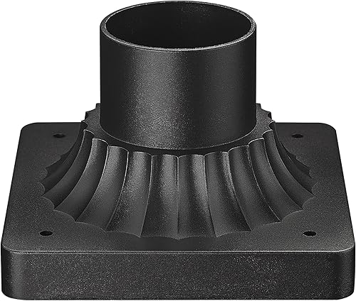 zeyu ZD73 BK - Base de montaje de muelle, adaptador de luz de poste de 3 pulgadas de diámetro para terraza, porche, jardín, aluminio fundido a