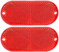 2-Pack Oval Red & Amber SAE Reflectors - Self-Adhesive or Drill Mount for Trailers, Trucks, RVs, Driveways - Enhanced Safety Visibility