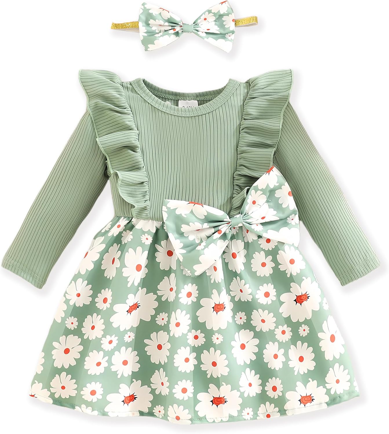 Baby Long Sleeve Fall Dress Baby Girl Clothes Ruffle Toddler Casual Dress Infant Cute Clothes Winter Outfits